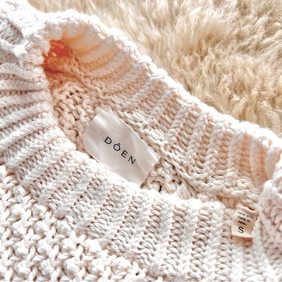💋SOLD💋 🕊️🤍DÔEN ‘Anchor’ Hand Knit Organic Cotton Pullover Sweater Ivory S✨💋 - Picture 8 of 16